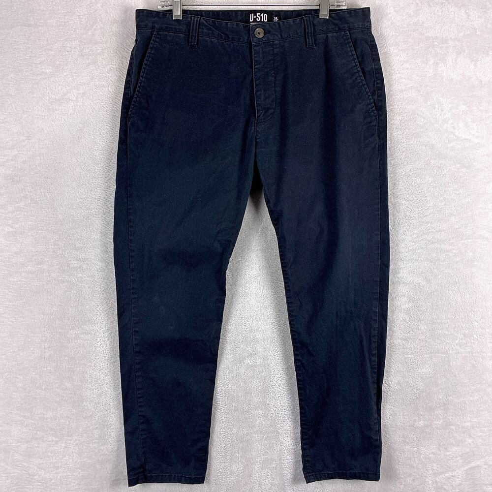 Under 5-10 U-510 Pants Mens 34x27 Black Stretch Chino Preppy Travel Summer